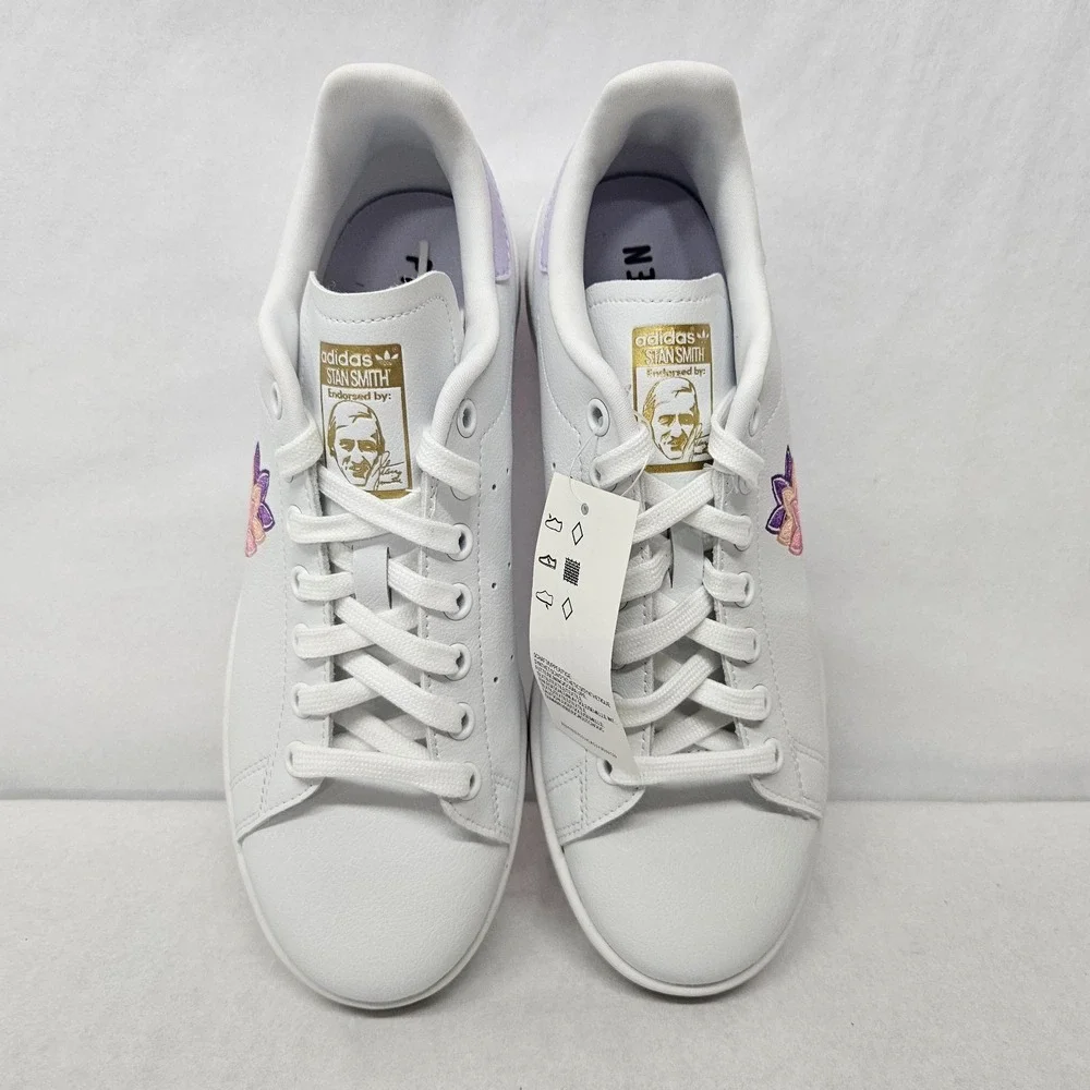Adidas Stan Smith Casual‎ Sneakers GZ8142 White Purple Gold Women's Size 8.5